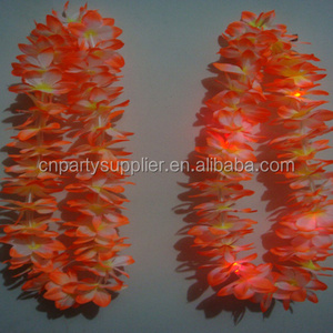 Party Dots LED Light Up Hawaiian Luau Flower Lei Ruffled Flowers Necklaces Hawaiian Luau Lei Beach Party Decorations