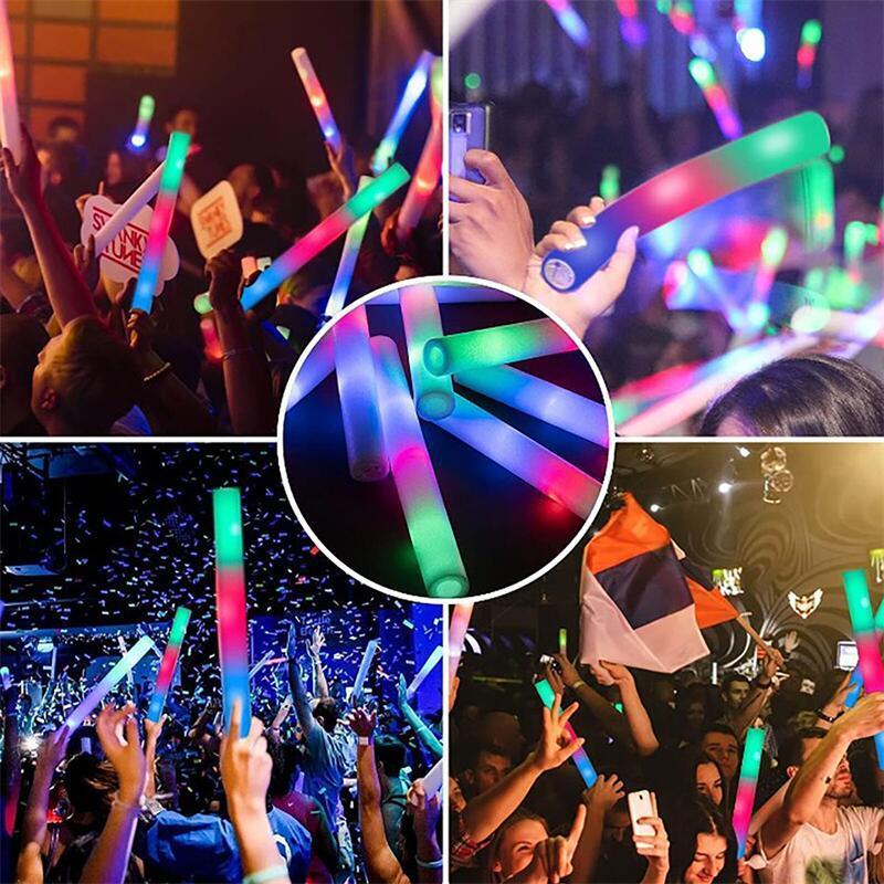 Led Foam Bar Glow In The Dark Light-Up Foam Sticks LED Soft Batons Rave Glow Wands Flashing Tube Concert for Party