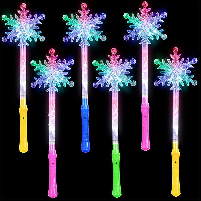 LED Flashing Lights Up Glow Sticks Snowflake Wand Party Concert Kids Gift Glowing Toys