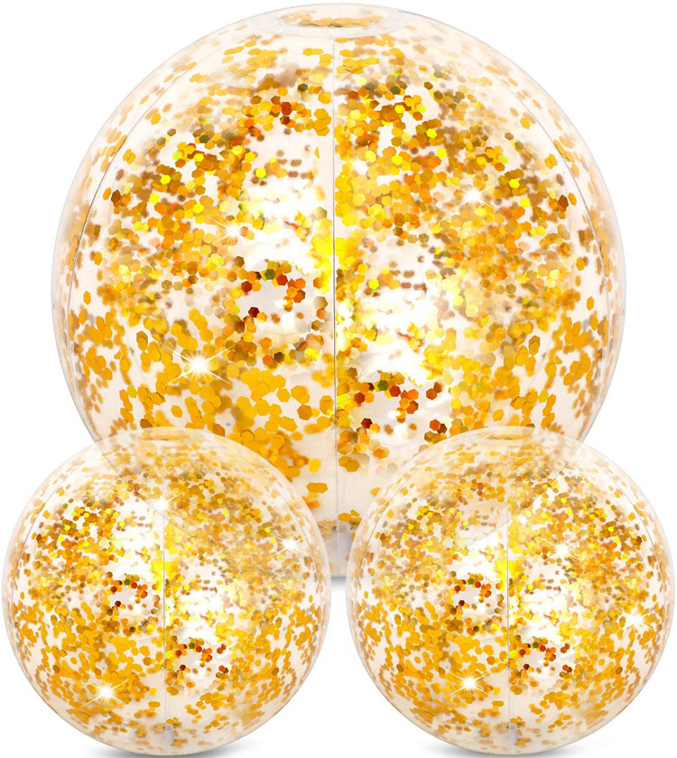 Popular Silver Glitter Beach Ball Sequin Inflatable Beach Ball Confetti Beach Ball Pool Toys For Swimming Outdoor Summer