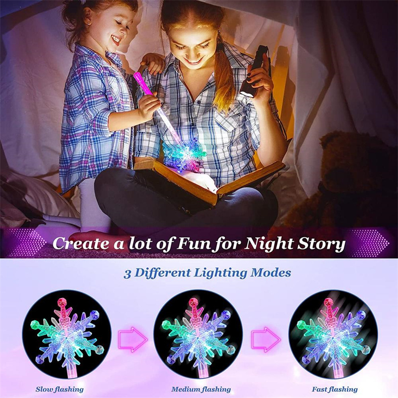 LED Flashing Lights Up Glow Sticks Snowflake Wand Party Concert Kids Gift Glowing Toys