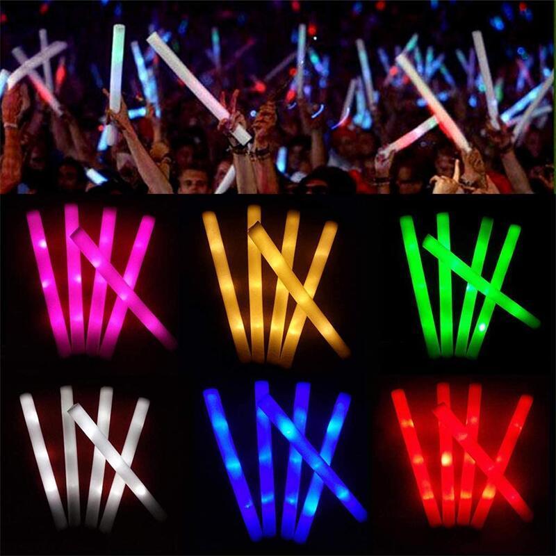 Led Foam Bar Glow In The Dark Light-Up Foam Sticks LED Soft Batons Rave Glow Wands Flashing Tube Concert for Party