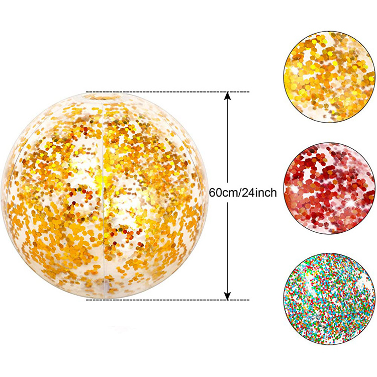 Popular Silver Glitter Beach Ball Sequin Inflatable Beach Ball Confetti Beach Ball Pool Toys For Swimming Outdoor Summer