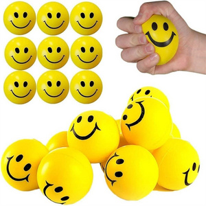 6.3cm Smile Face Foam Ball Squeeze Stress Ball Outdoor Sports Relief Toy Hand Wrist Exercise PU Toy Balls For Children