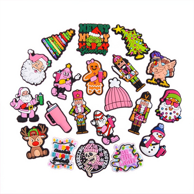 Pink Grinch Christmas clog charms wholesale pvc clog clog shoe charm Shoes Decoration Cartoon custom kids clog charms