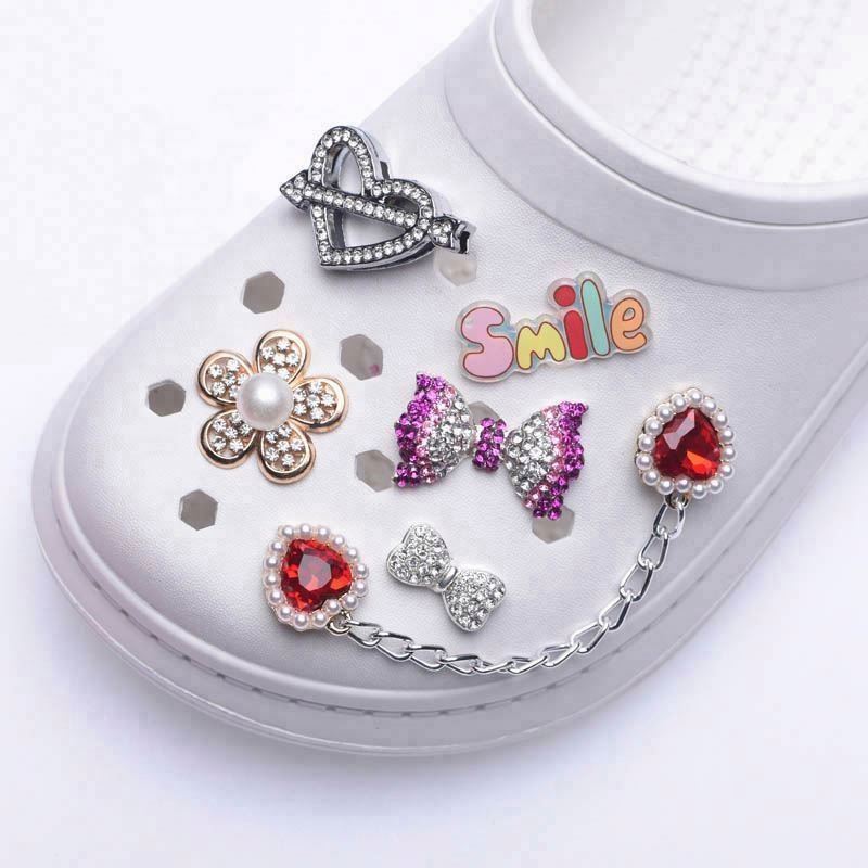 Glitter Bling designer charms For Lady shoes  charms designer jiz new design metal bling shoe charm for clog chain