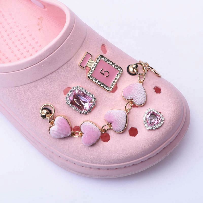 Glitter Bling designer charms For Lady shoes  charms designer jiz new design metal bling shoe charm for clog chain