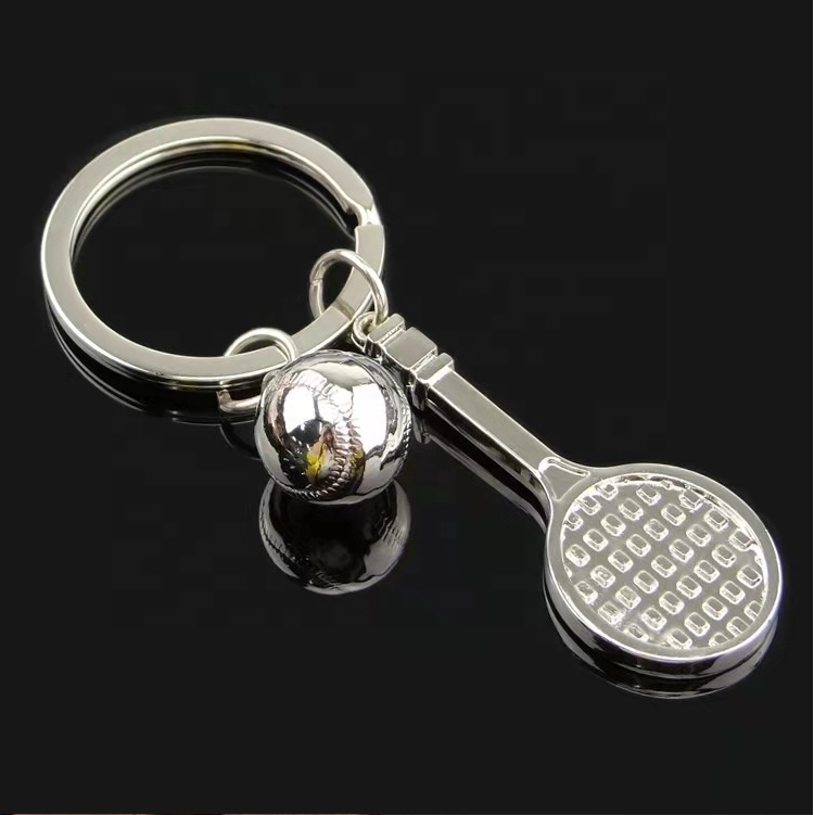 new mini simulation creative sports badminton racket tennis key ring wholesales and retails 3D simulation key chains