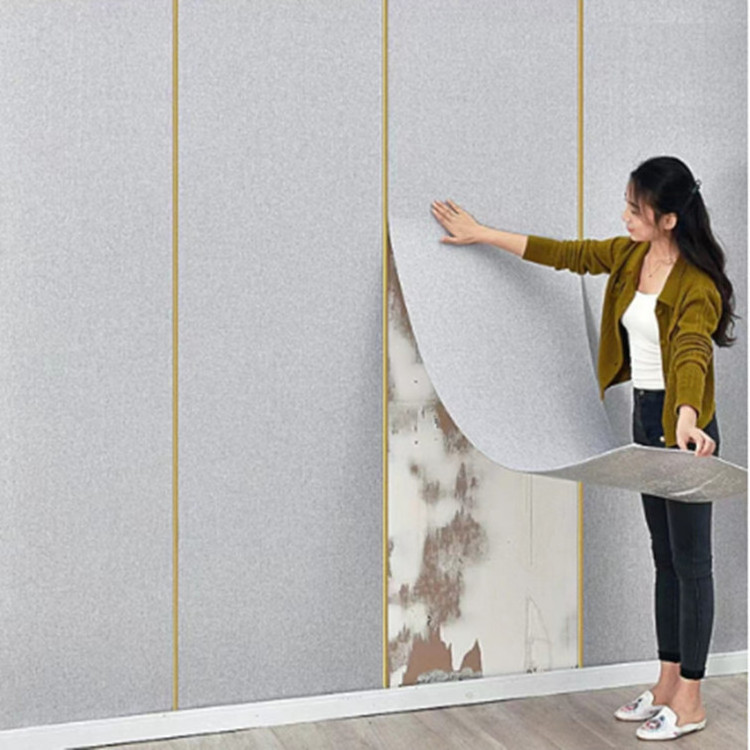 3D self-adhesive wallpaper stripe room aluminum film adhesive wallpaper simple peel and stick wallpaper