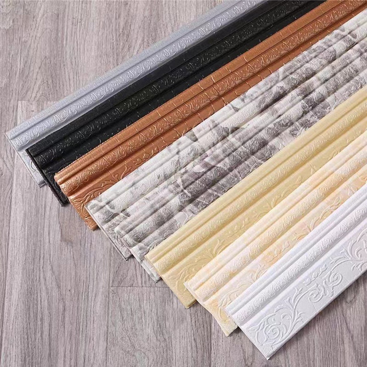 3D Wall Trim Line Skirting Border Self Adhesive Waterproof Baseboard Wallpaper Wall Sticker For Living Room Home Decoration