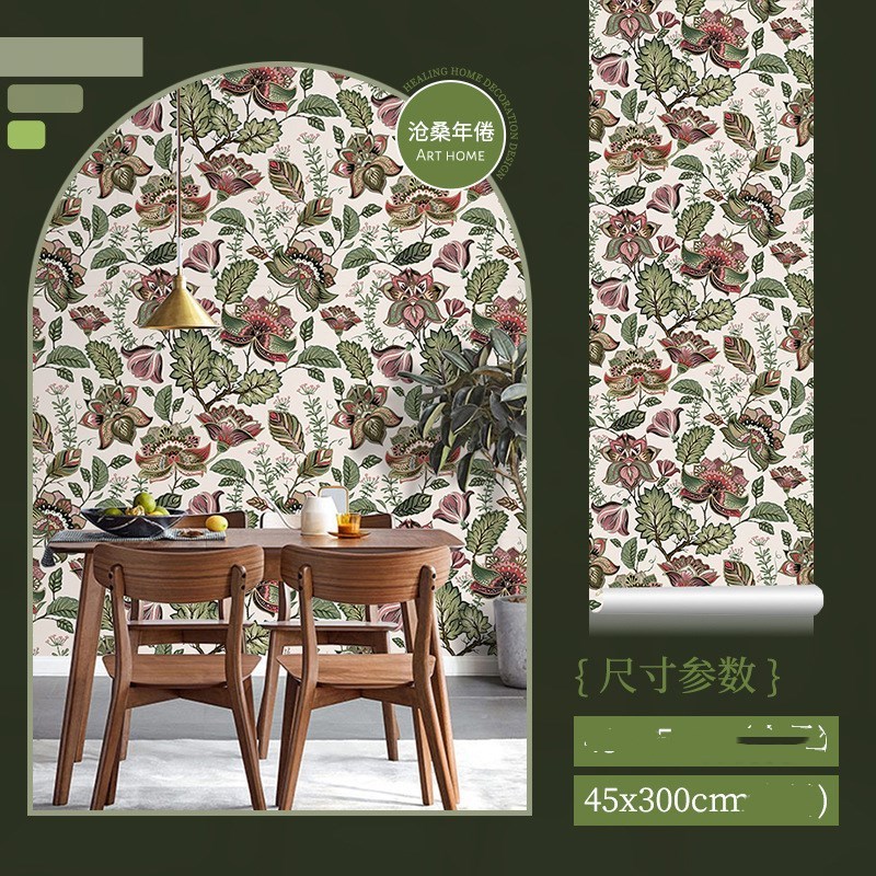 Hot selling PVC Floral  wall stickers Waterproof Self-Adhesive peel & stick  Wall wallpaper roll 45cm wide