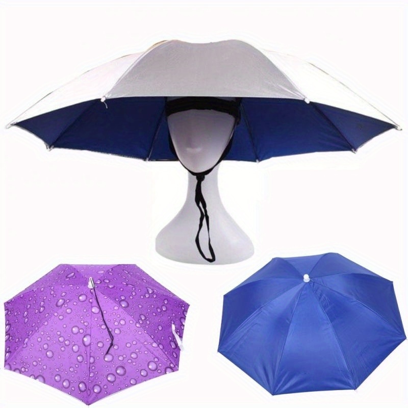 55cm UV Protection Umbrella Hat - Windproof Foldable Outdoor Custom Promotion Fan Gift Mini Sun Rain Hat Head Umbrella