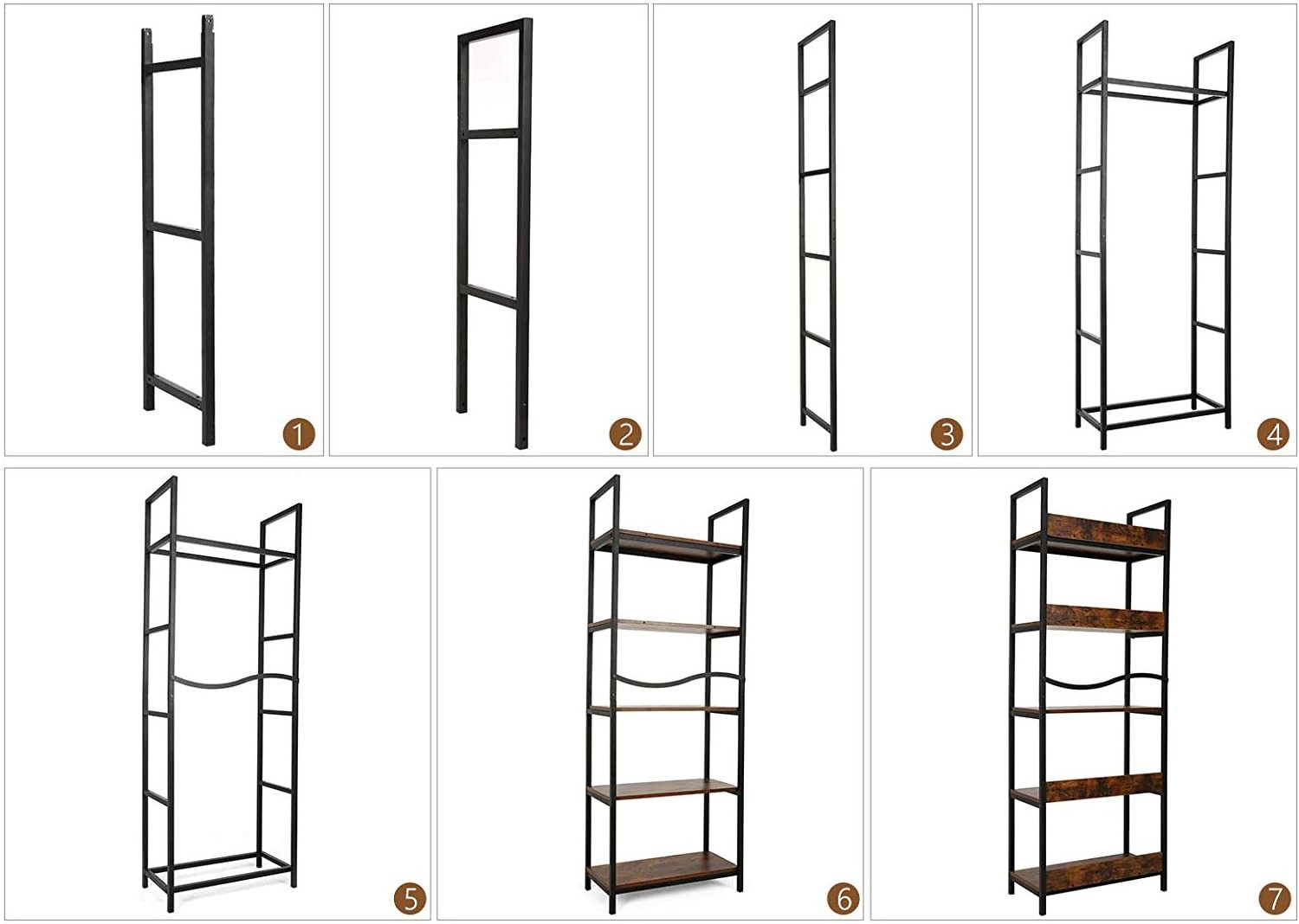 Wood 5 Tier Bookshelf Shelves Bookcase Craft Storage Shelf for Bedroom Living Room and Office