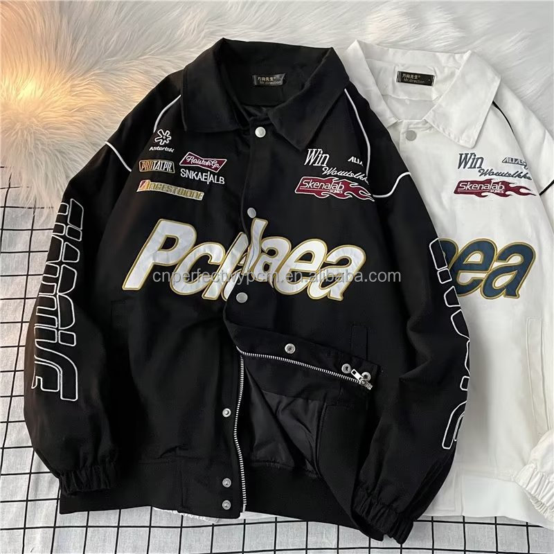 Wholesale Oem Cotton Motorcycle Jacket bicycle jackets  Custom Embroidery Logo Patch All Over Vintage Nascar Race Jacket Men