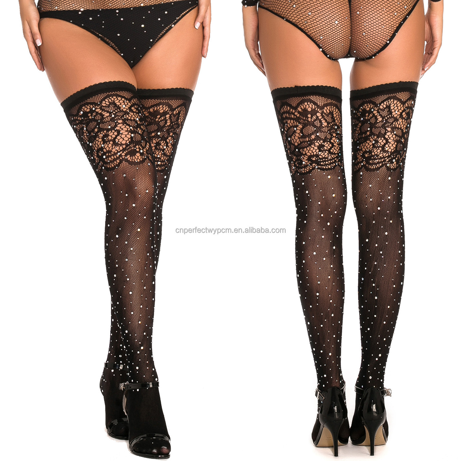 Sexy Stockings Rhinestone Thigh High Stockings Carnival Tights Fishnet Women Over Knee Stockings Hosiery Plus Size