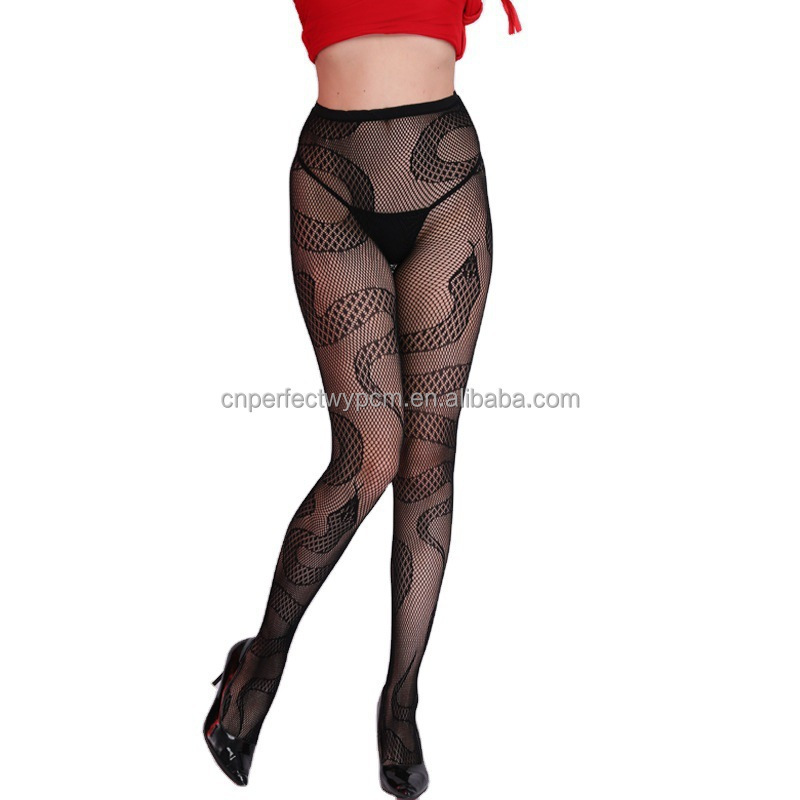 Wholesale Fashion Girls Black Sexy Mesh Nylon Stockings Floral Pattern Fishnet Pantyhose Tights Women