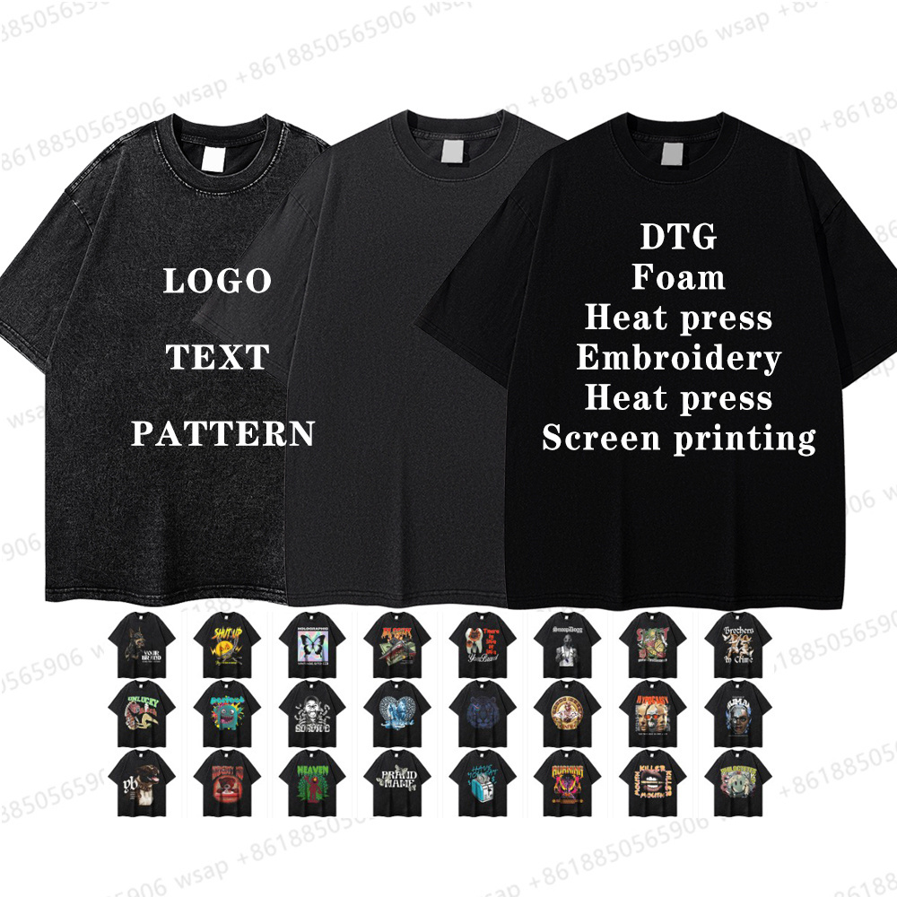 Dropshipping Street Wear Tshirt Oversized Drop Shoulder T shirt Custom High Quality Printing Heavy Weight T Shirt For Men