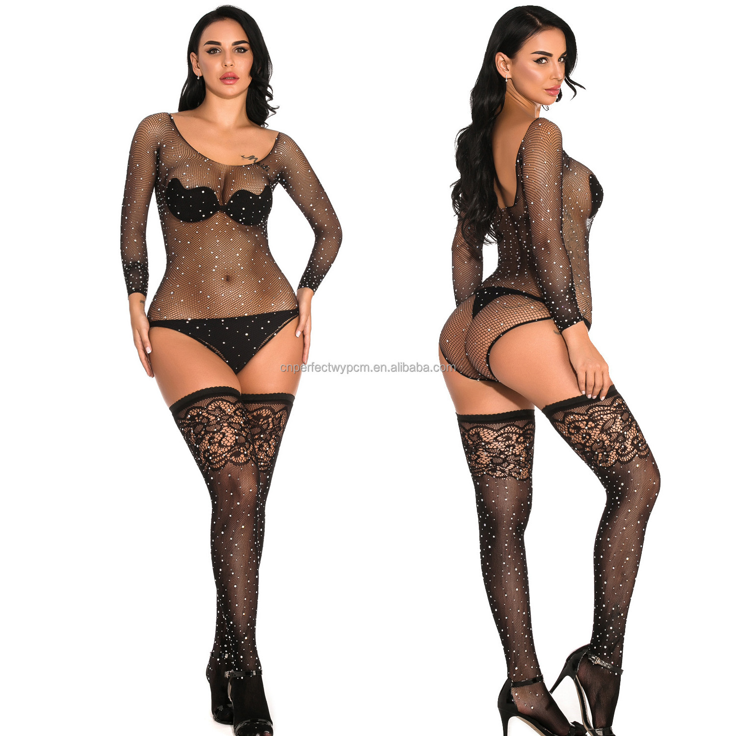 Sexy Stockings Rhinestone Thigh High Stockings Carnival Tights Fishnet Women Over Knee Stockings Hosiery Plus Size