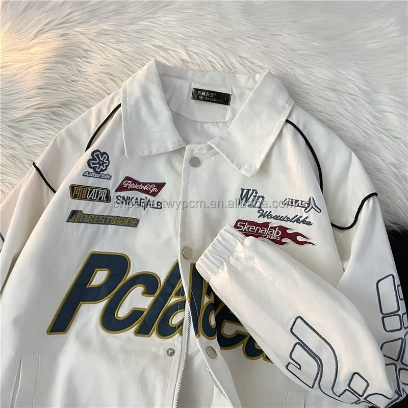 Wholesale Oem Cotton Motorcycle Jacket bicycle jackets  Custom Embroidery Logo Patch All Over Vintage Nascar Race Jacket Men