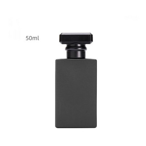 MUB Empty Thick Matte Black Rectangle 30ml 50ml 100ml Crimp Perfume Glass Bottles Square Parfum Bottle