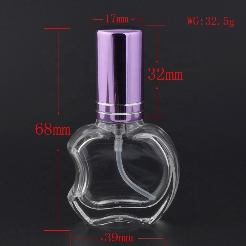 Mini 10ml apple shape glass perfume spray bottles refillable aluminum perfume atomizer glass perfume bottle