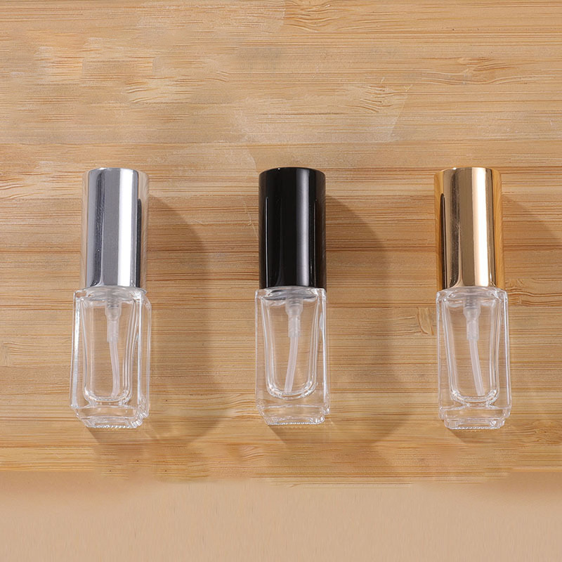 MUB Empty Mini 3ml 5ml 10ml Clear Square Refillable Perfume Glass Bottles