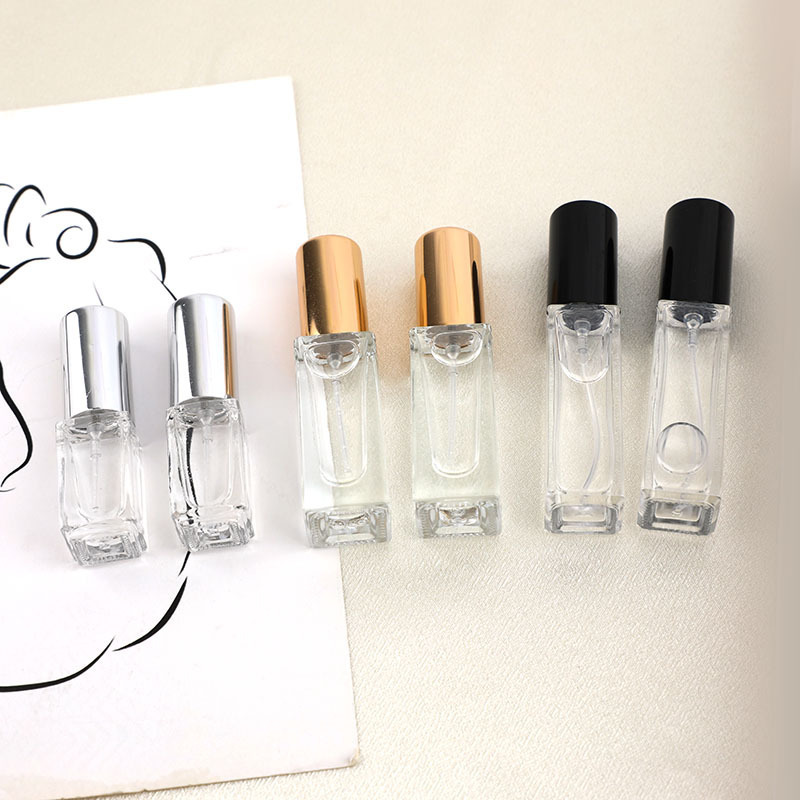 MUB Empty Mini 3ml 5ml 10ml Clear Square Refillable Perfume Glass Bottles