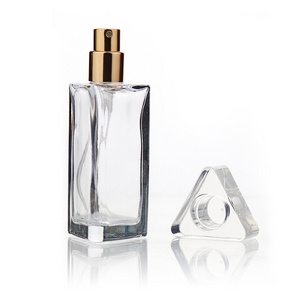 MUB Empty 30ml 50ml Clear Triangle Crimp Perfume Glass Bottles