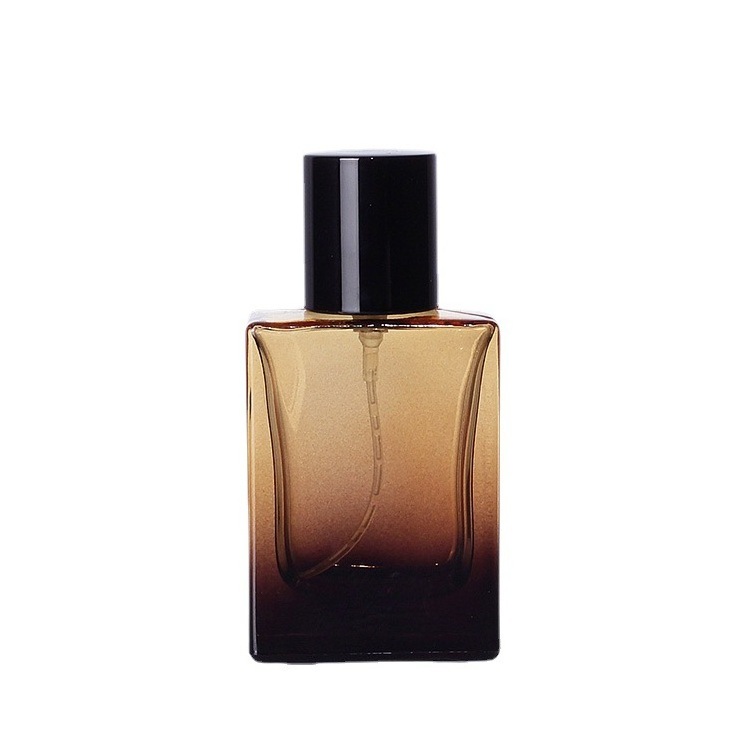 MUB Flat Square Gradient Amber 30ml Crimp Perfume Glass Bottle Quality Thick Square Easy Crimpless Parfum Bottle