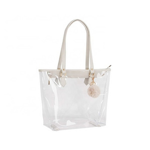 Wholesale Waterproof Clear Vinyl Jelly Clear Shopping Handbag Custom Logo Transparent Neon Plastic PVC Tote Beach Bag