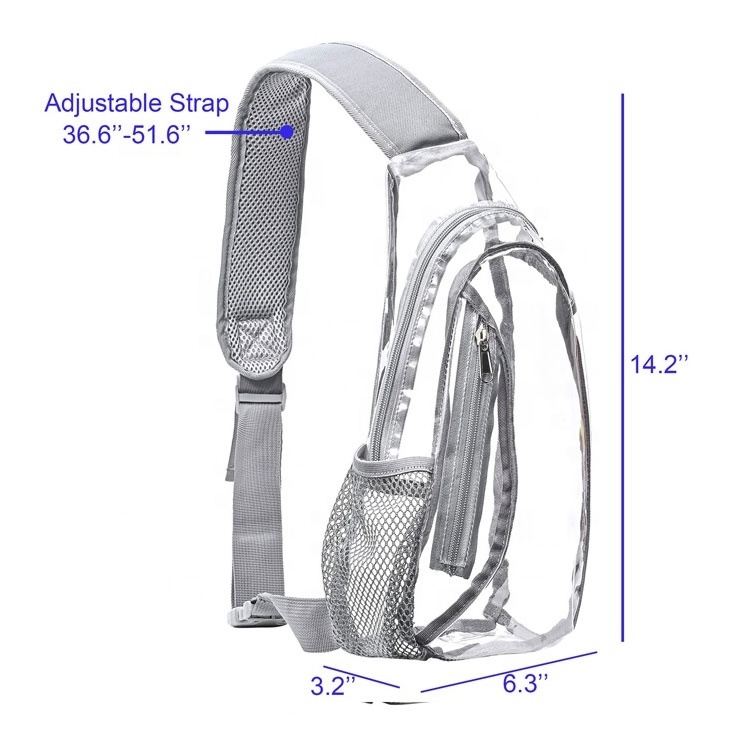 Clear Sling Bag Stadium Approved Small PVC Crossbody Backpack Transparent Chest Bag With Front Pocket