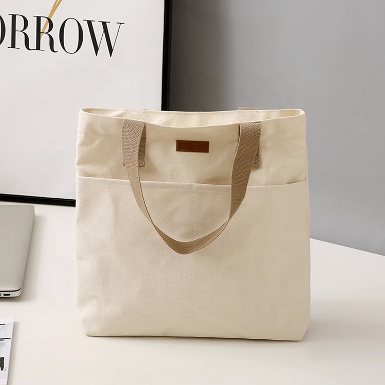 Customized Large Capacity Canvas Tote Bag Wholesale Plain Organic Reusable Foldable Cotton Canvas Shopping Bag With Logo