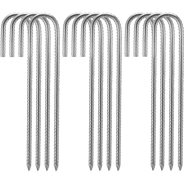 Metal steel rebar garden stake pegs outdoor umbrella large heavy duty camping hooks tools beach tent fence u shape ground stakes