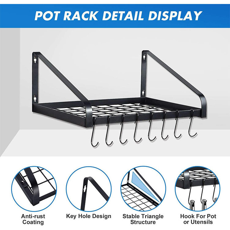 Kitchen Lid Stand Holder Wall Mount Shelf Cupboards Under Cabinet Stainless Hooks Inside Ceiling Mounted Pot Hanging Rack