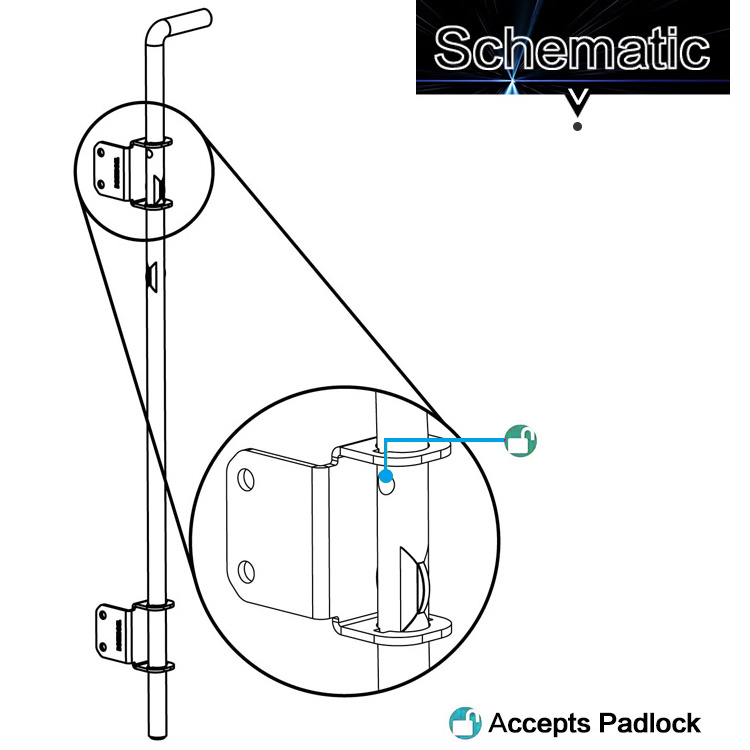 technologies door gate bolt drop bolts padlock storage feature metal gates rod 24 inch lockable stainless steel drop latch