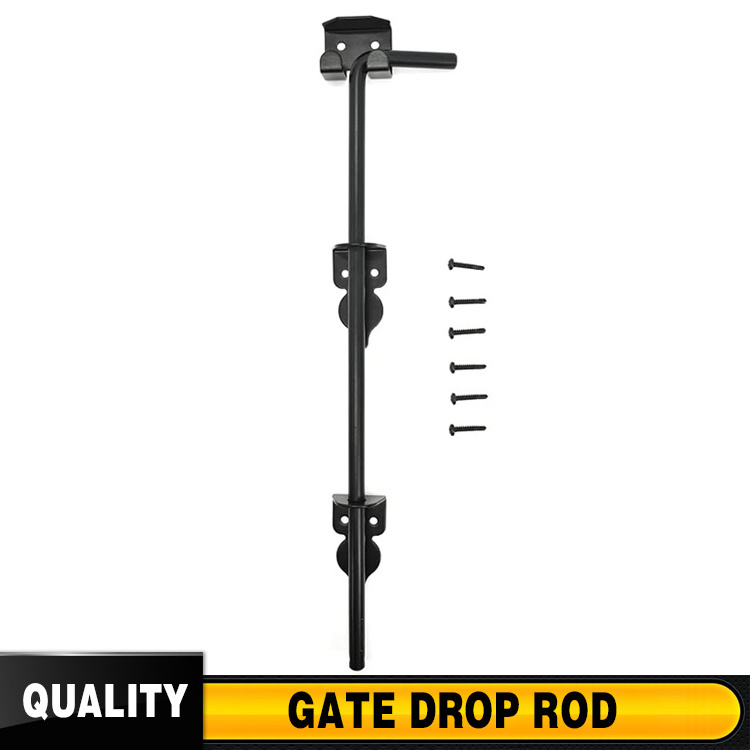 wood gate drop rod fence holding gate 18 inch cane bolt dropping heavy duty hardware black solid steel ground latch gates drops