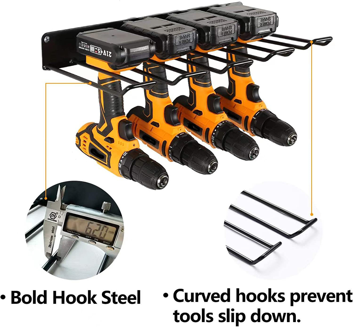 Power Tool Storage Organizer Wall Mount Heavy Duty Drill Holder Wall Mount Garage Metal Shelf Utility Racks