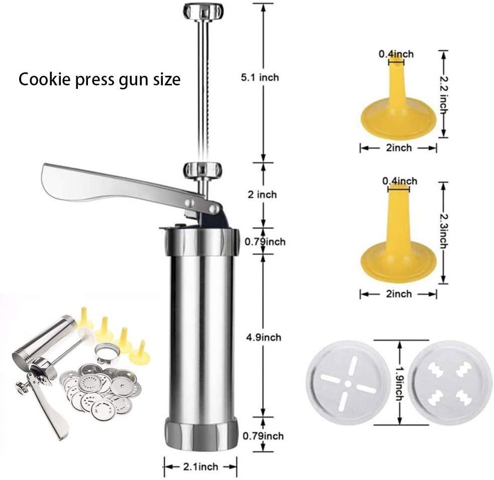 classic stainless steel cookie press kit decorative stencil discs spritz deluxe cookies presses gun DIY Christmas biscuit maker