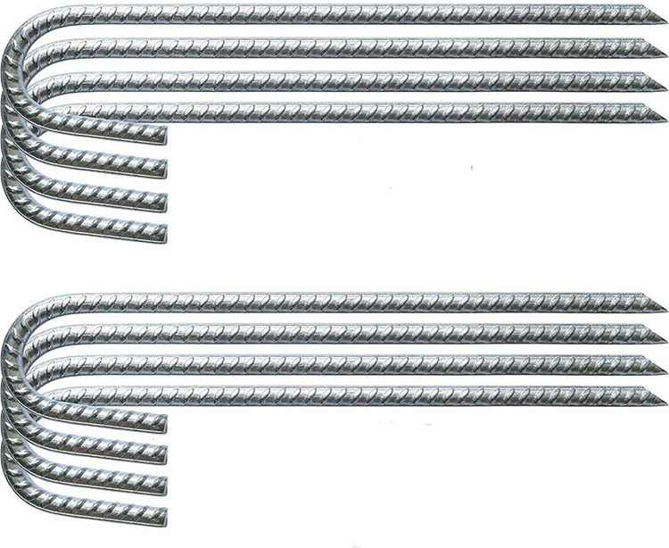 Galvanized Rebar Stakes J Hook 12 inch Dig Defence Fence Canopy Stakes Landscaping Staples Galvanized Steel J Hook Anchor