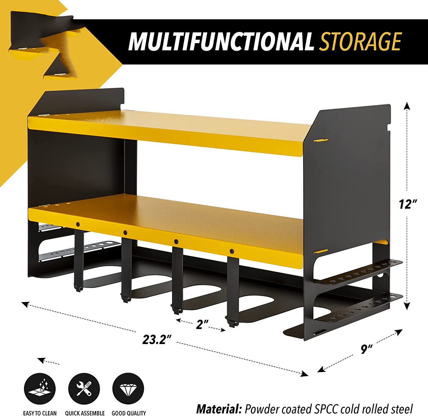 Power Tool Organizer Drill Holder Wall Mount Heavy Duty Garage Organizer and Storage Suitable Tool Rack for Tool Room