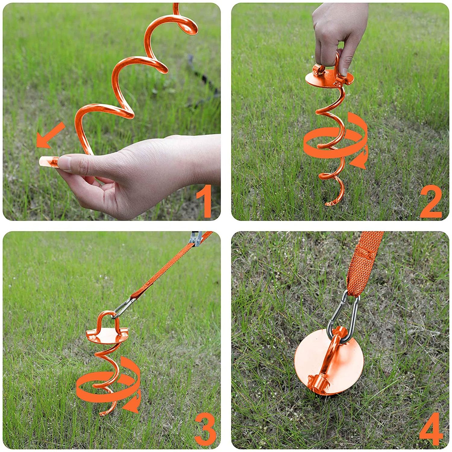 corkscrew shape steel stake ring spiral ground anchor trampoline peg high wind preventing twist anchors stakes screws