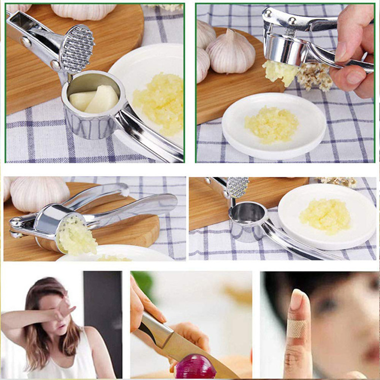 Garlic Press Mincer Ginger Crusher Peeler Squeezer Heavy Duty Stainless Steel Garlic Presser Chopper Professional Food Grade