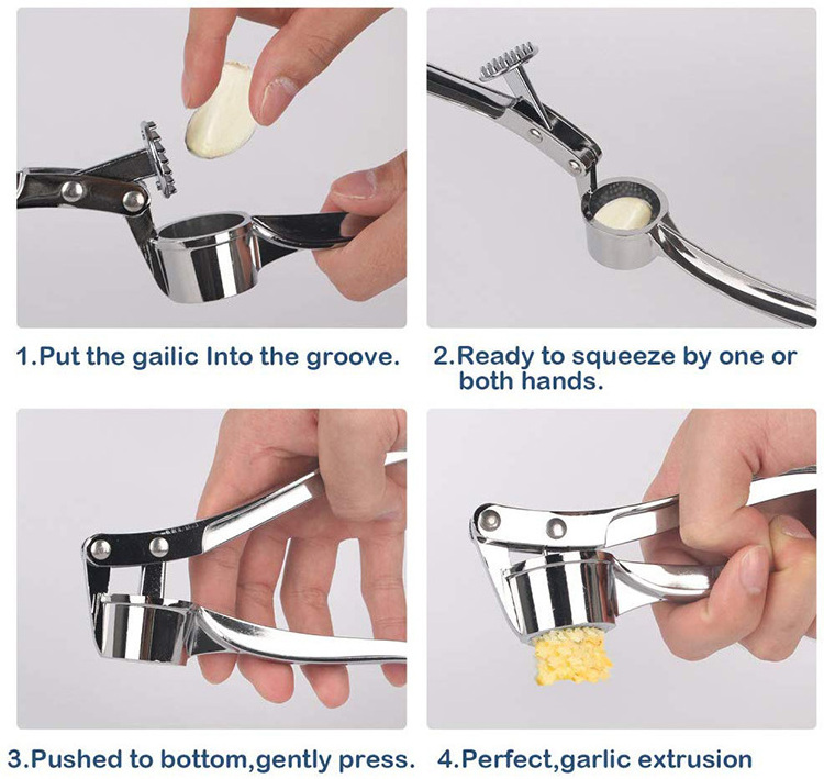 Garlic Press Mincer Ginger Crusher Peeler Squeezer Heavy Duty Stainless Steel Garlic Presser Chopper Professional Food Grade