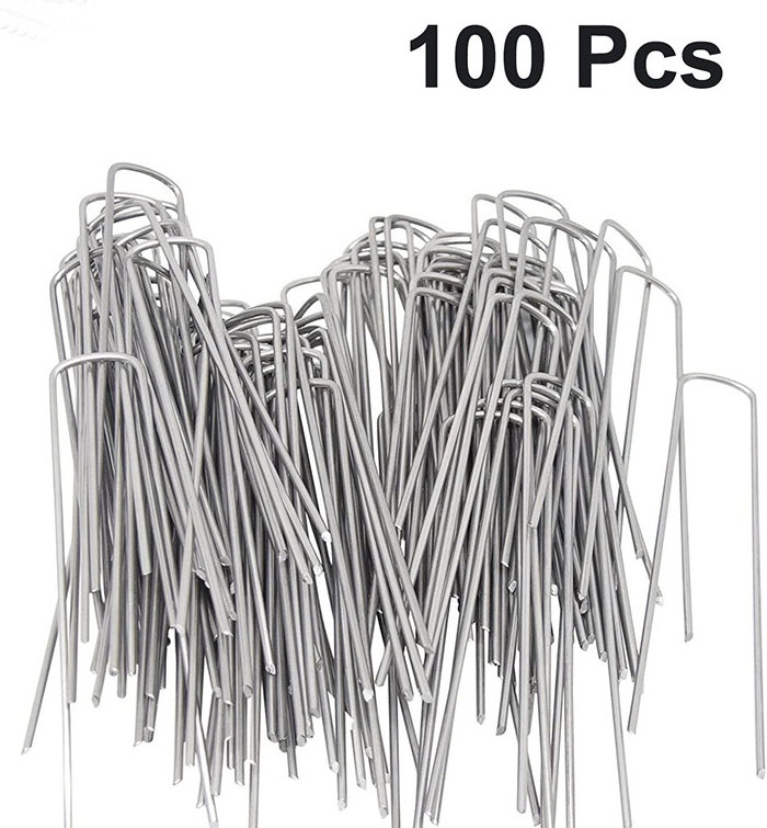 2020 new 11 gauge ground stakes nail landscape staples garden fabric pins U shaped peg outdoor netting 6 inch metal anchor pegs