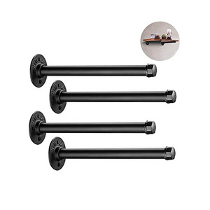 Heavy Duty Rustic Industrial Floating  Coated Finish Hardware Included Black Iron Pipe Shelf Bracket Brackets Clothing Rack