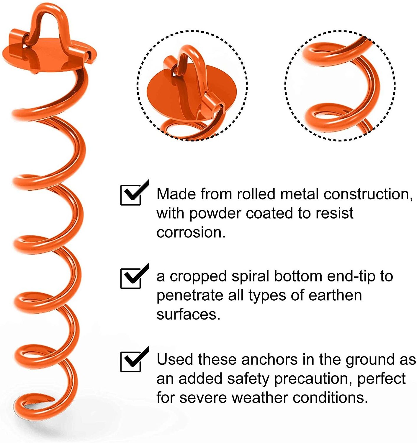 corkscrew shape steel stake ring spiral ground anchor trampoline peg high wind preventing twist anchors stakes screws