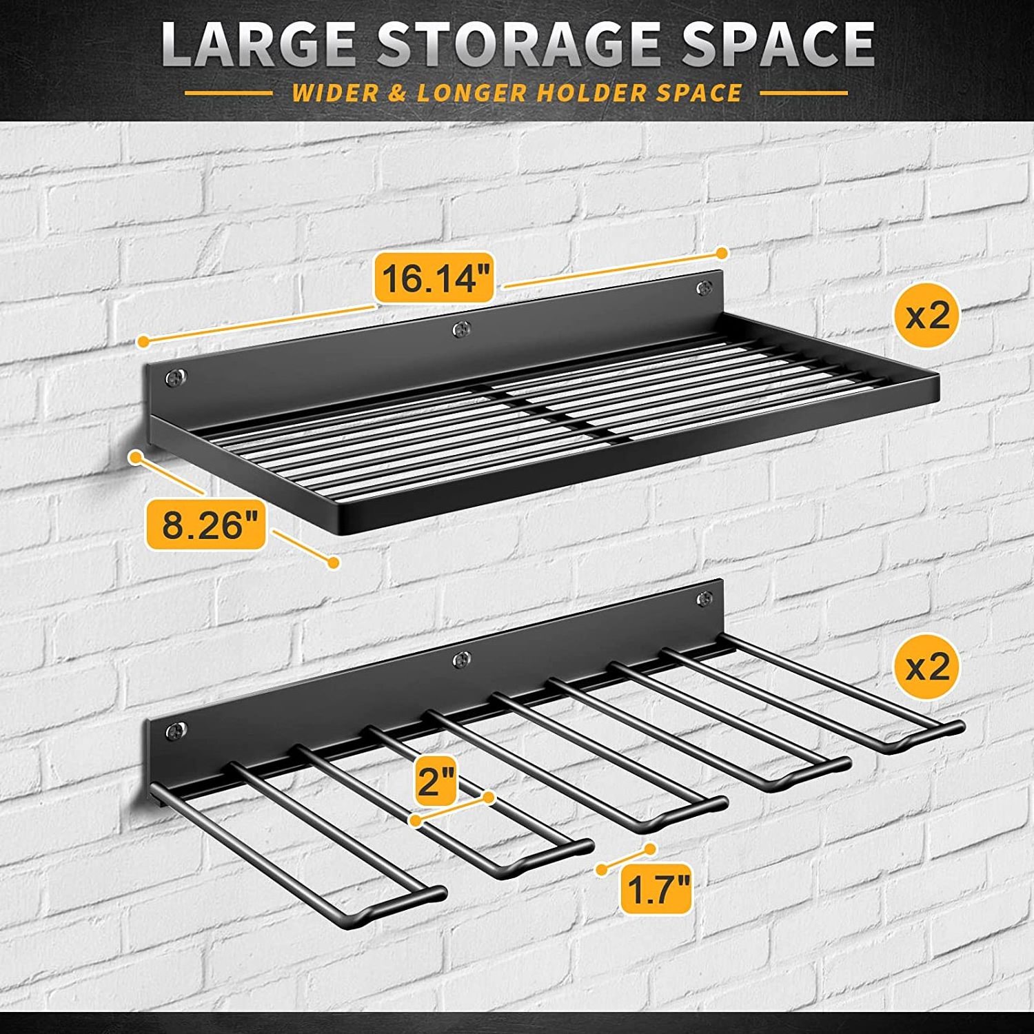 Heavy Duty 2 Pack Power Tool Organizer Garage Organization and Storage Pegboard Wall Shelves with Baskets