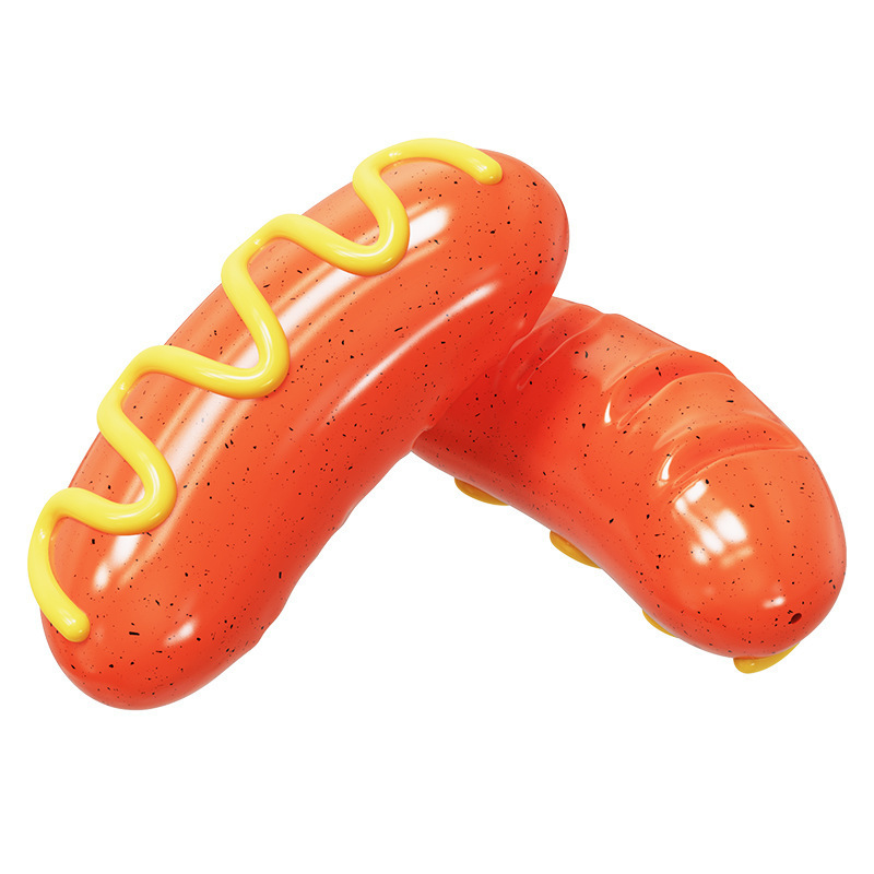 Pet Supply Factory Wholesale Vocal Dog Bite Glue Molar Stick Bite Resistant Hot Dog Grilled Sausage Dog Toys