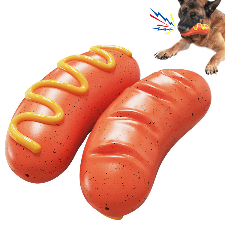 Pet Supply Factory Wholesale Vocal Dog Bite Glue Molar Stick Bite Resistant Hot Dog Grilled Sausage Dog Toys