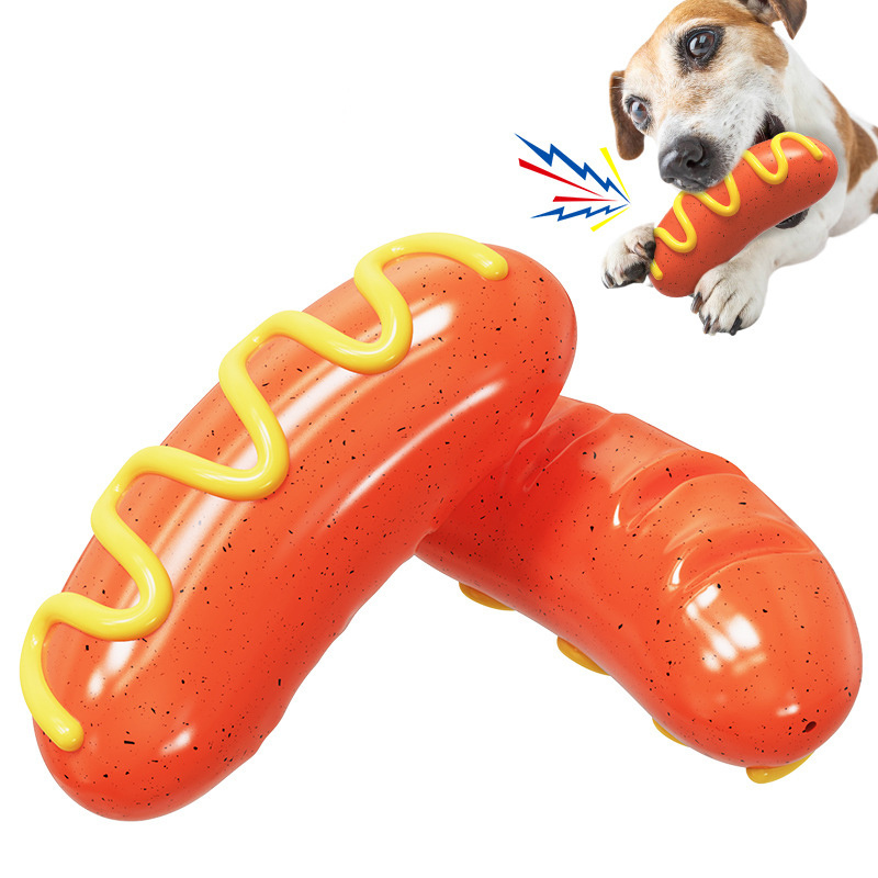 Pet Supply Factory Wholesale Vocal Dog Bite Glue Molar Stick Bite Resistant Hot Dog Grilled Sausage Dog Toys